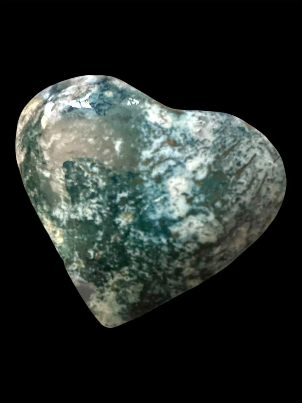 Moss Agate Crystal Heart